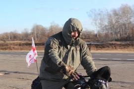 Велопутешественник Нодар Беридзе прибыл в Биробиджан (2)