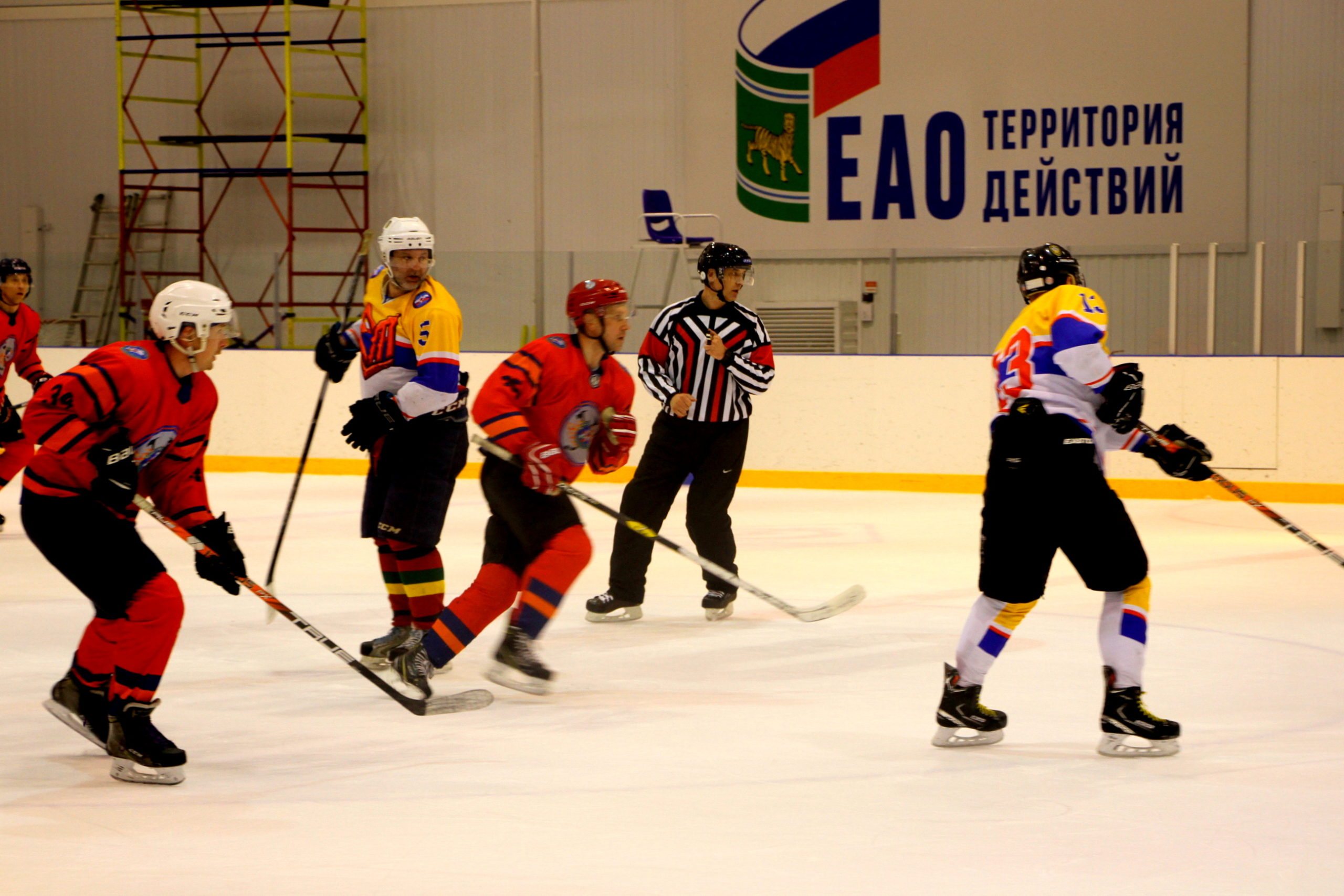 Пожарные ЕАО и спасатели Хабаровского края встретились на льду в товарищеском матче